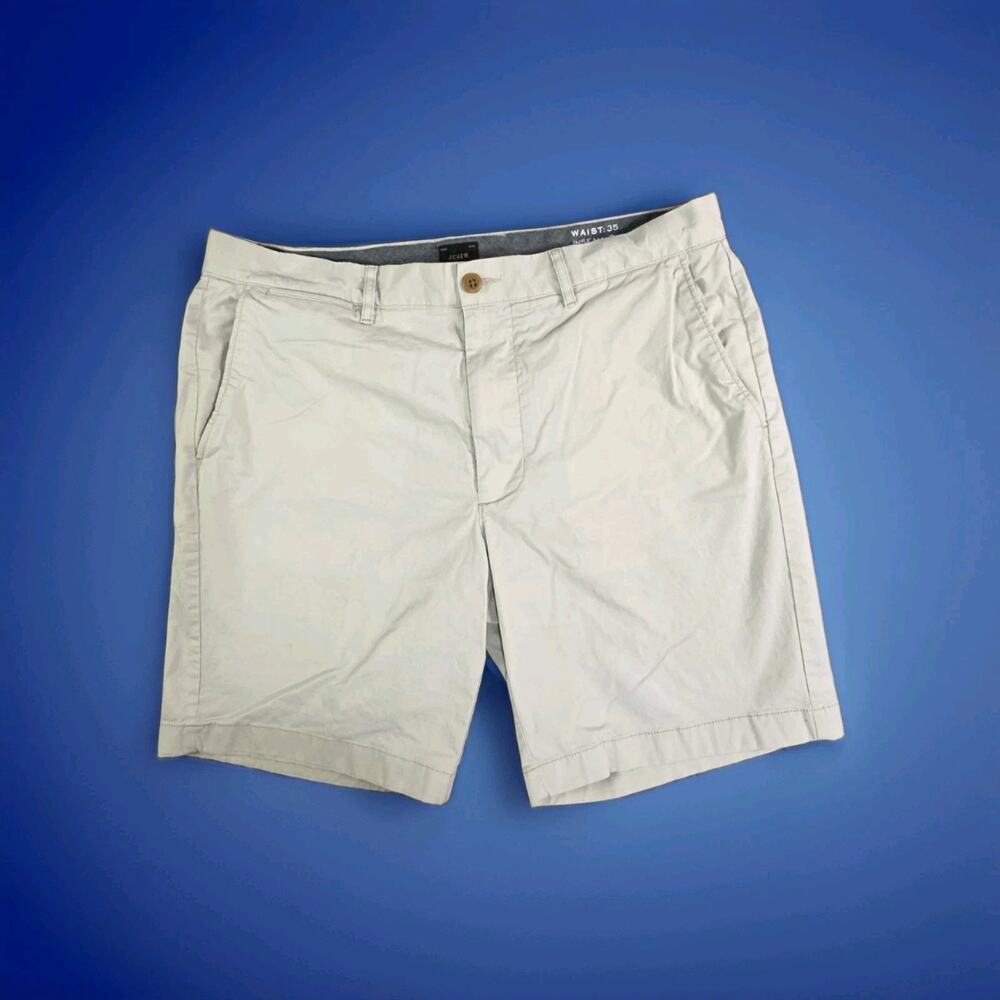 J.Crew Shorts Mens Sz 35 Light Khaki Beige 9 Inseam Stretch Chino Flat Front C39